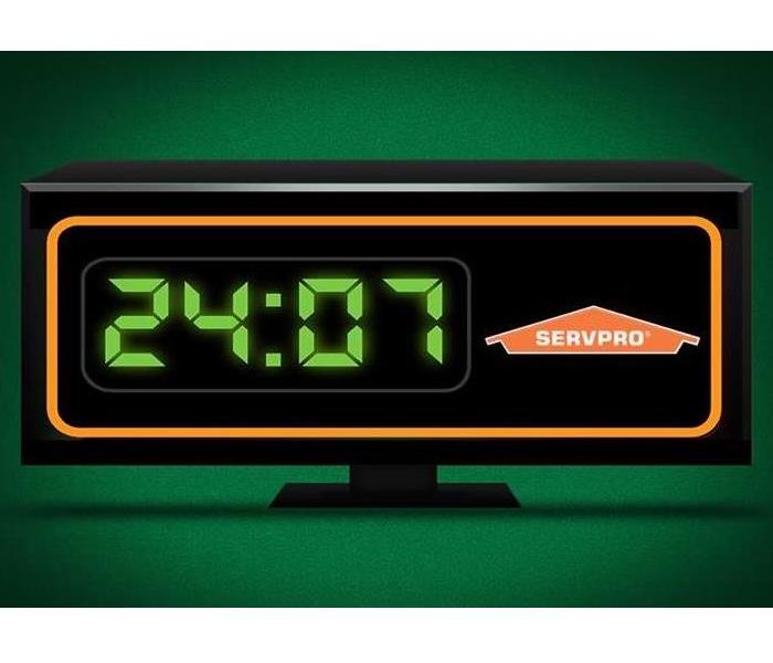 Digital clock with time shown as 24/7.